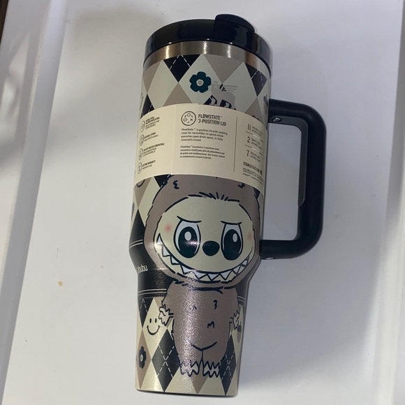 Stanley Labubu The Monsters Tumbler 40oz Grey Black A‎ Lucky Argyle Daisy Smiley - Picture 3 of 7
